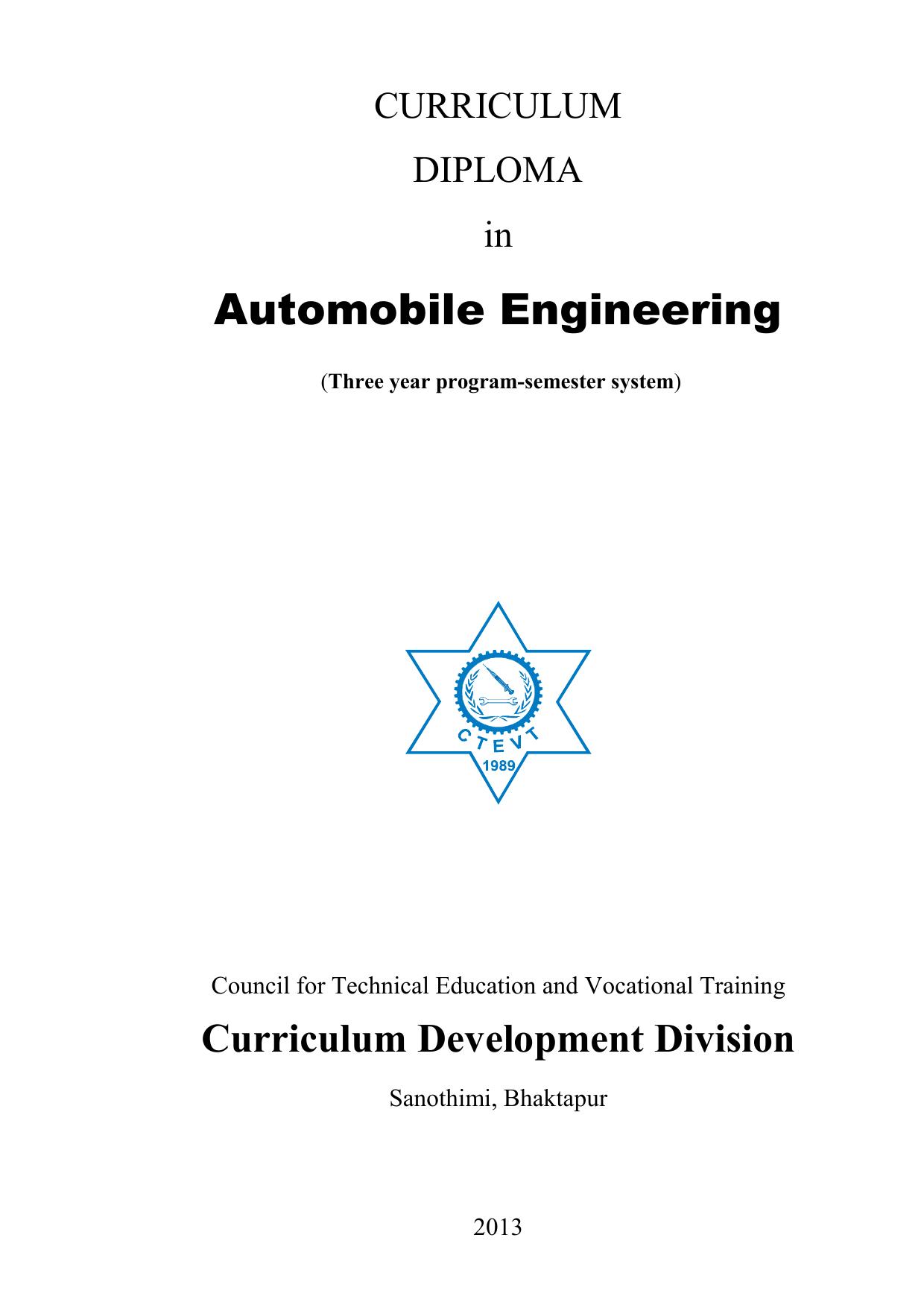 Diploma in Automobile Engineering, 2013